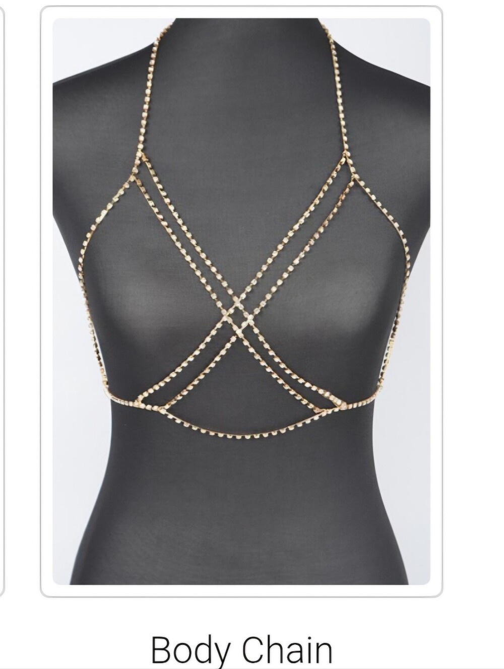 Silver Tone Rhinestone Body Chain Bra - Strappy Women Top Accessory